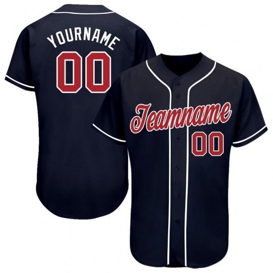 Custom Navy Red-White Baseball Jersey