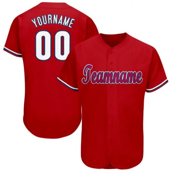 Custom Red White-Royal Baseball Jersey