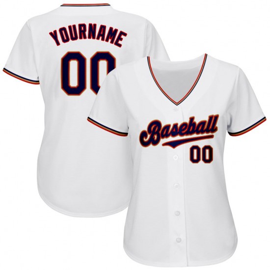 Custom White Navy-Red Authentic Baseball Jersey