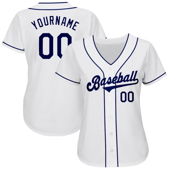 Custom White Navy Authentic Baseball Jersey