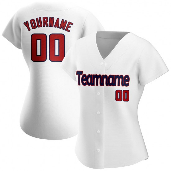 Custom White Red-Navy Authentic Baseball Jersey