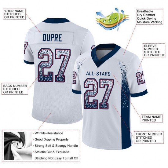 Custom White Navy-Red Mesh Drift Fashion Football Jersey