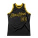 Custom Black Black-Gold Authentic Throwback Basketball Jersey