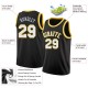 Custom Black White-Gold Round Neck Rib-Knit Basketball Jersey