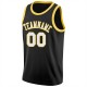 Custom Black White-Gold Round Neck Rib-Knit Basketball Jersey