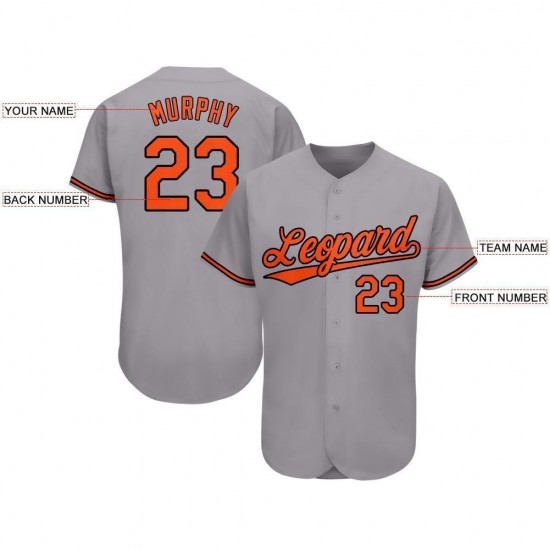 Custom Gray Orange-Black Baseball Jersey