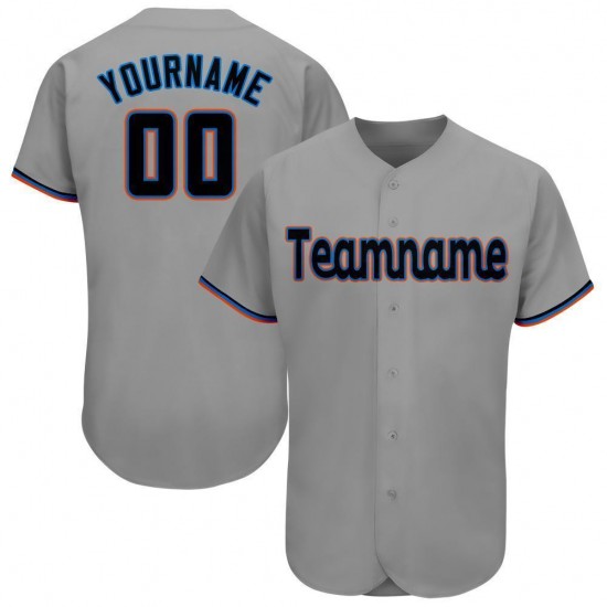 Custom Gray Black-Orange Baseball Jersey