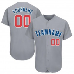 Custom Gray Red-Royal Baseball Jersey