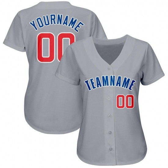 Custom Gray Red-Royal Baseball Jersey