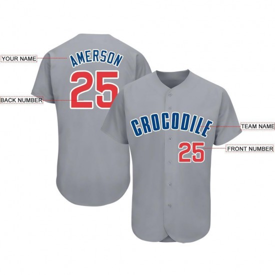 Custom Gray Red-Royal Baseball Jersey