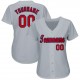 Custom Gray Red-Navy Baseball Jersey