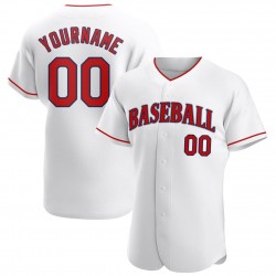 Custom White Red-Navy Authentic Baseball Jersey