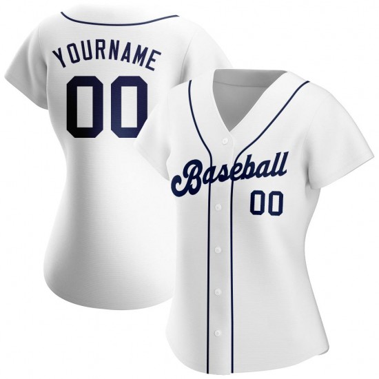 Custom White Navy Authentic Baseball Jersey