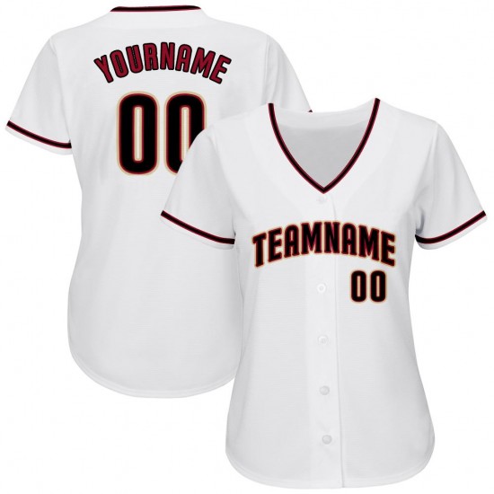 Custom White Black-Crimson Authentic Baseball Jersey