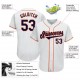 Custom White Navy-Orange Authentic Baseball Jersey