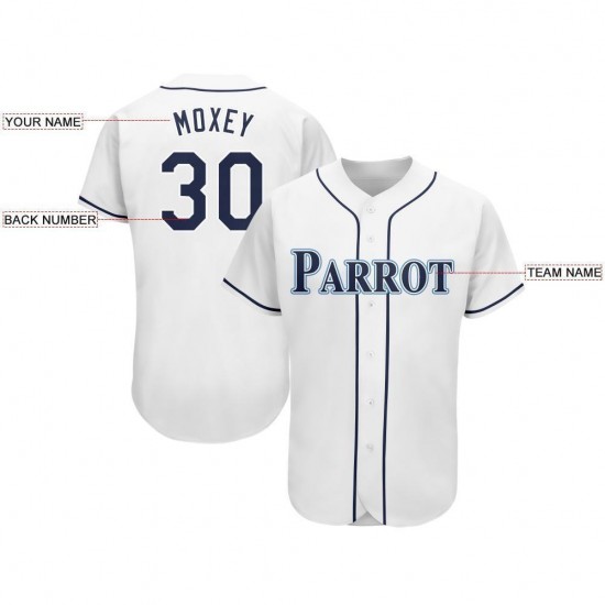 Custom White Navy-Powder Blue Baseball Jersey