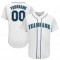 Custom White Navy-Aqua Baseball Jersey