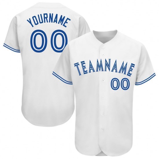 Custom White Royal Baseball Jersey